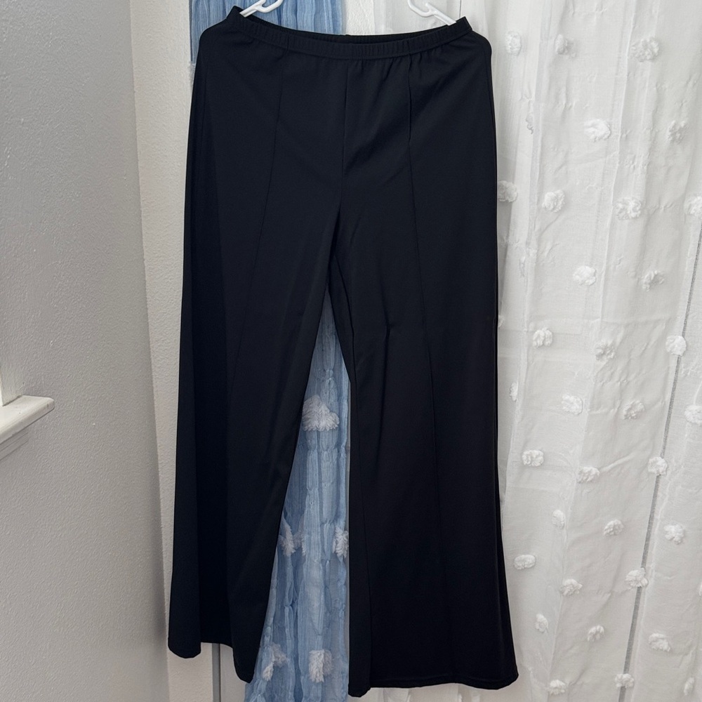 OQQ Elegant Black Women's Wide-Leg Pants